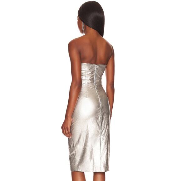 Revolve H:ours Gloria Midi Dress in Metallic Silver NWOT Size Small - Picture 3 of 3